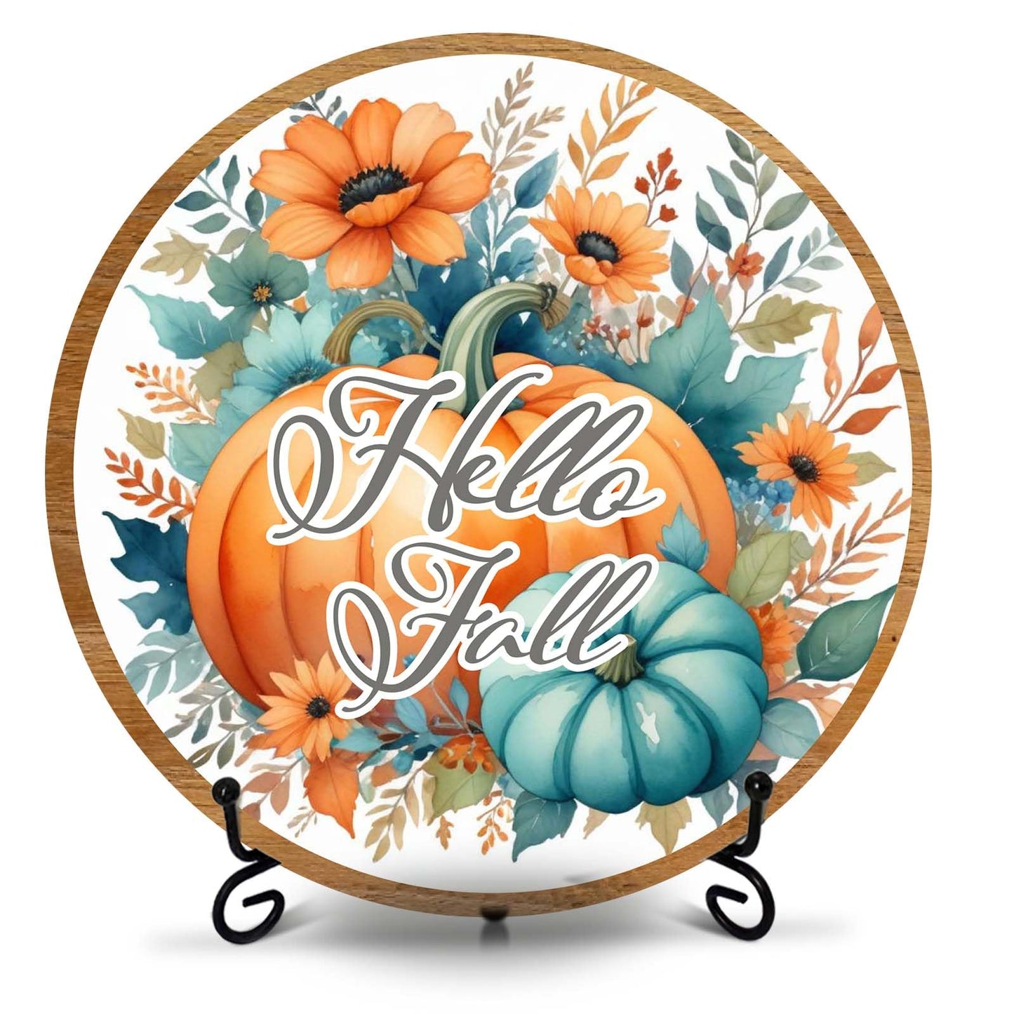 Hello Fall Sunflower Desk Decor, 8 Inch Autumn Pumpkin Table Centerpieces, Thanksgiving Gifts for Home Farmhouse Decorations - A11