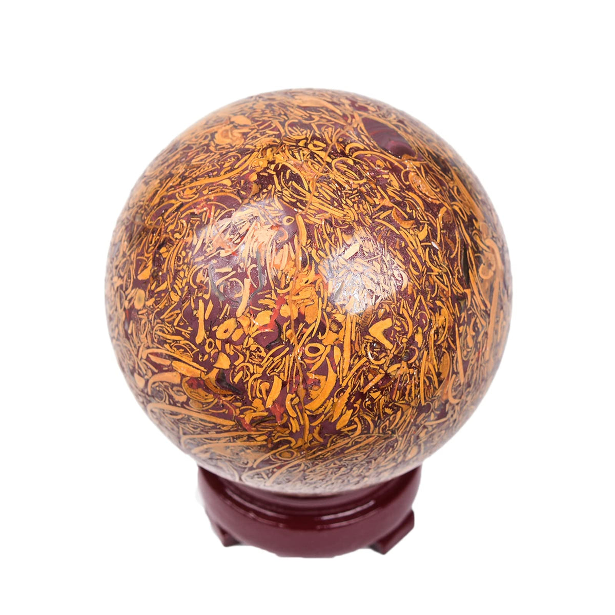 JIC Gem Healing Crystals Sphere Natural Golden Jade Crystal Ball Mineral Quartz Stone With Decorative Stand Home Decoration (70-80mm)