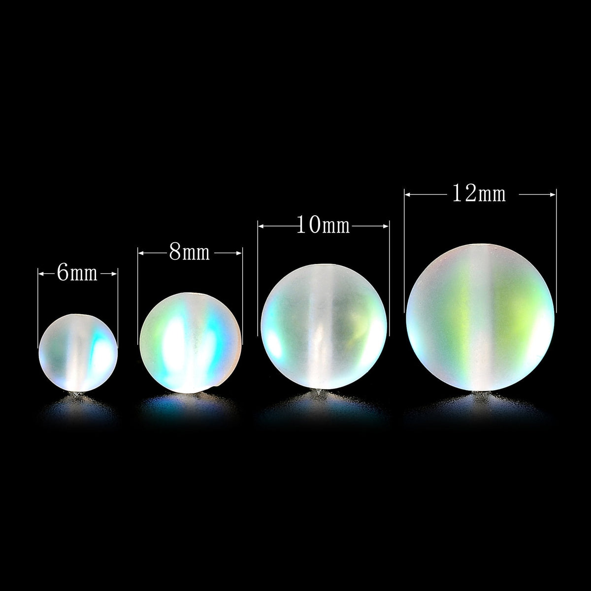 RUBYCA 10mm Round Moonstone Matte Crystal Glass Beads Aura for Jewelry Making White, 1 Strand