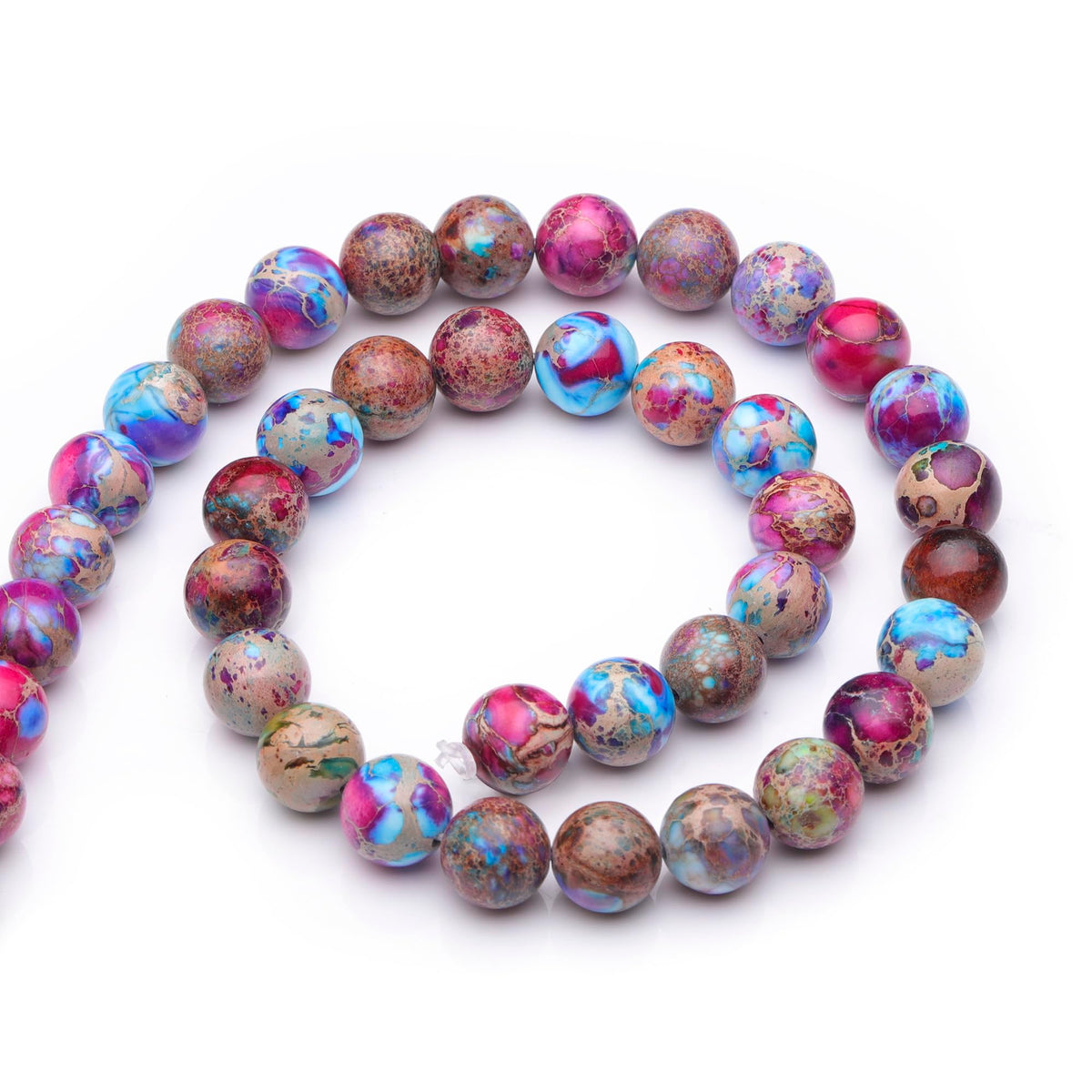 Youngbling Natural Gemstone Beads for Jewelry Making,6mm Purple-red Imperial Jasper Polished Round Smooth Stone Beads for Bracelet Necklace 15 Inch