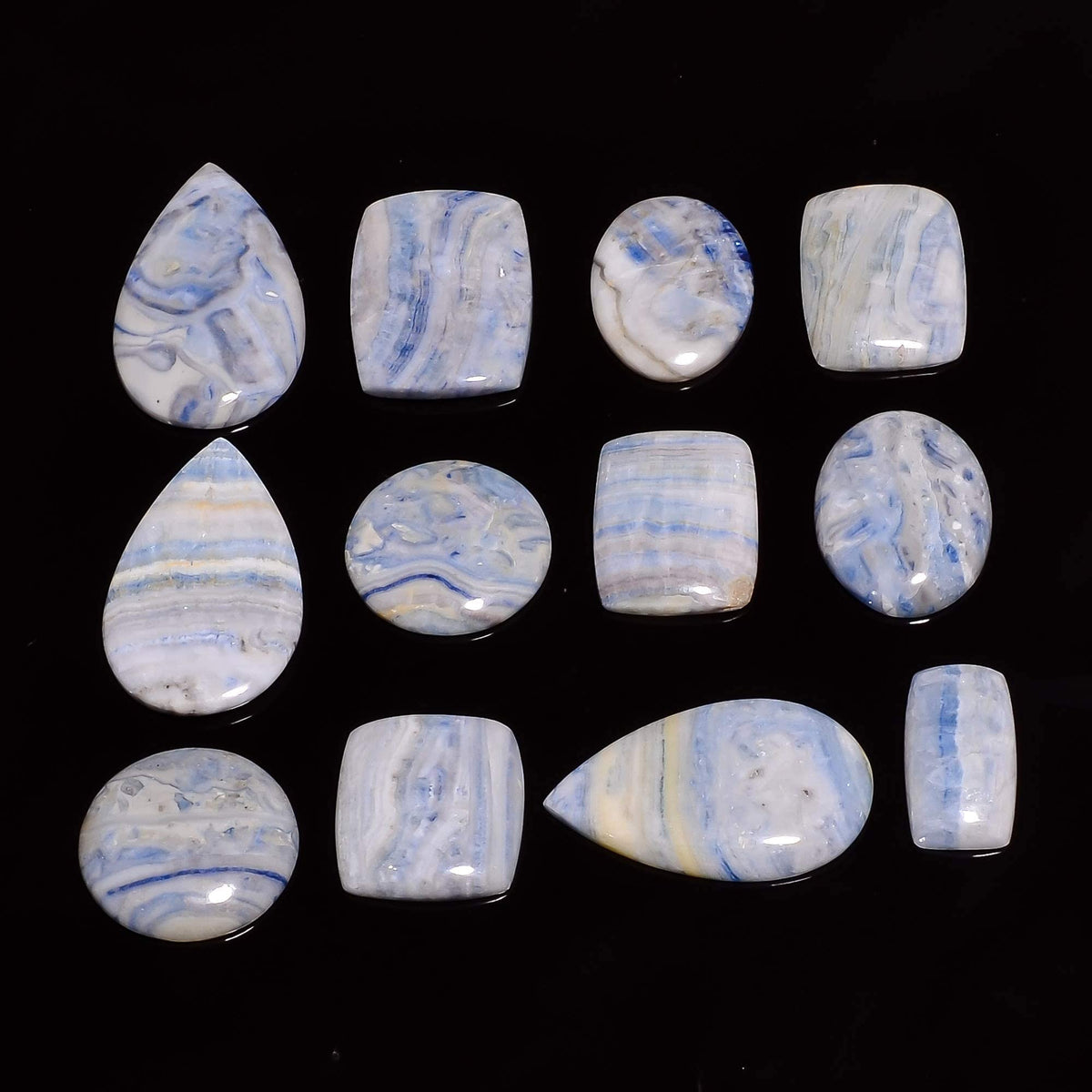 3pcs Natural Blue Scheelite Gemstone Cabochon Mix Shape Loose Gemstone Wholesale Cabochons Lot, Jewelry Making Loose Gemstone, DIY, Wire Wrapping, Healing Crystals, Bulk Deal (20-25 mm)