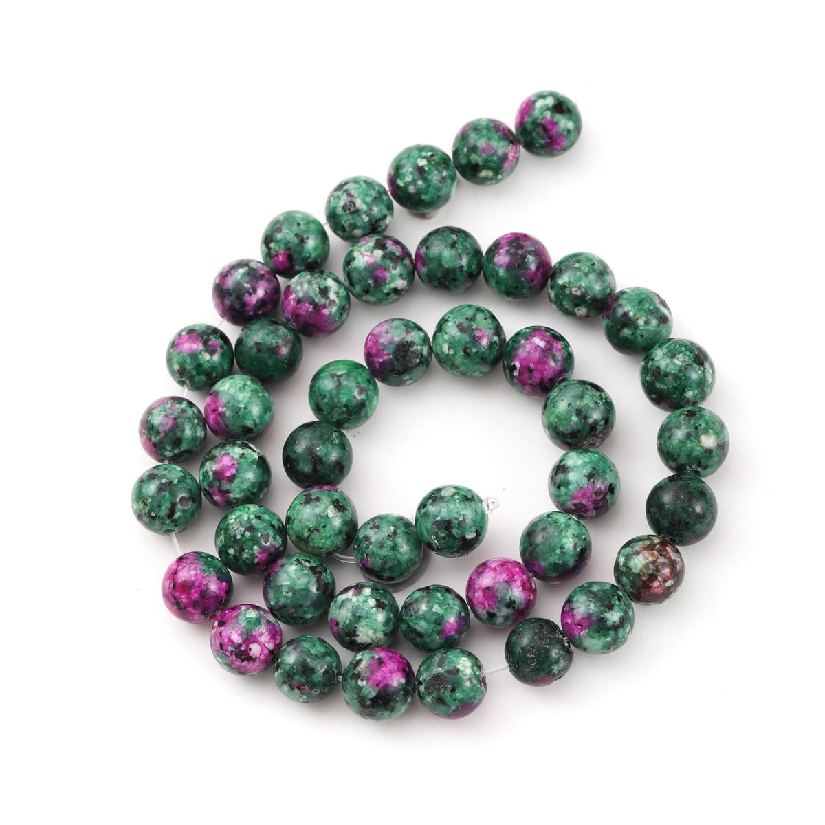 10mm 38pcs DIY Natural Ruby Zoisite Stone Beads Round Healing Crystal Gemstone Loose Beads for Jewelry Making Handmade Bracelet Necklace