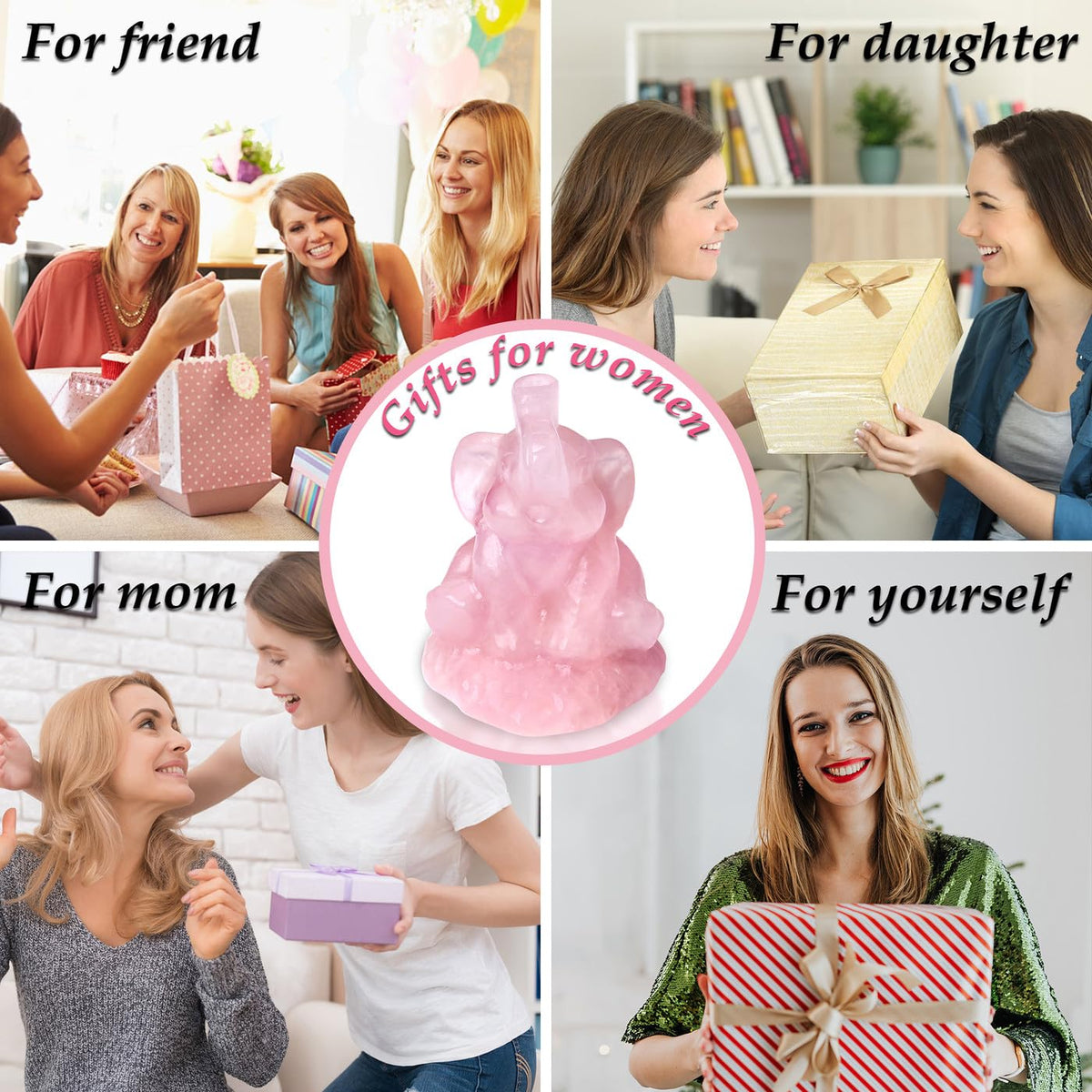 ZHIYUXI Pink Elephant Gifts for Women Encouraging Elephant Decor Lucky Cute Elephants Figurine Inspirational Gifts for Women