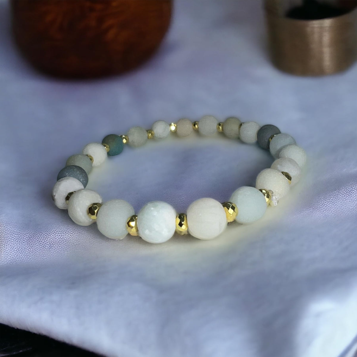 “MERCY BRACELET” (Amazonite & Hematite) Natural Gemstone Healing Bracelet - [7 inches]