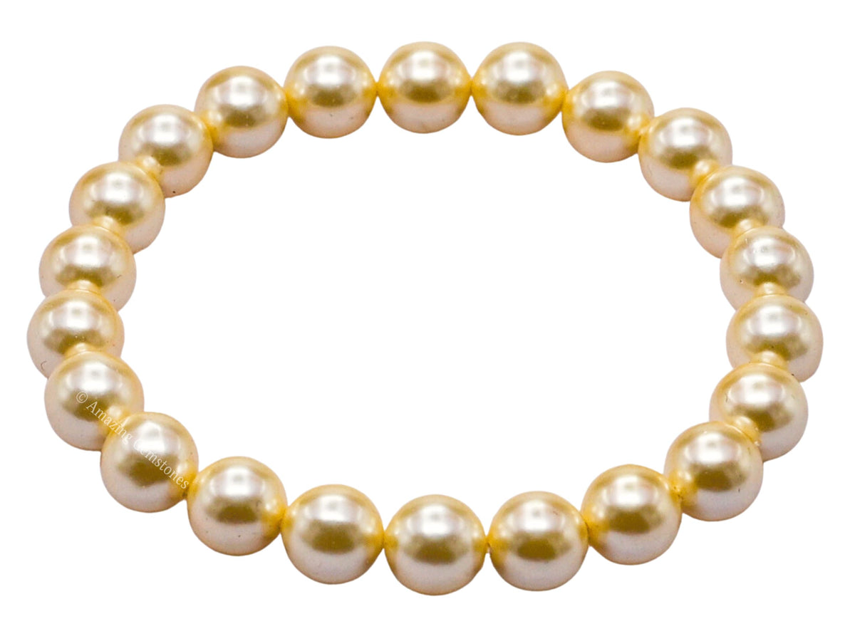 Amazing Gemstone Crystal Bracelet for Women Men's Gifts - Protection Healing Crystal Bracelet - 8mm Gemstone Beaded Stretchable Bracelet Pulseras Para Hombres Mujer Stocking Stuffers Mothers Day Gift (Yellow Pearl)