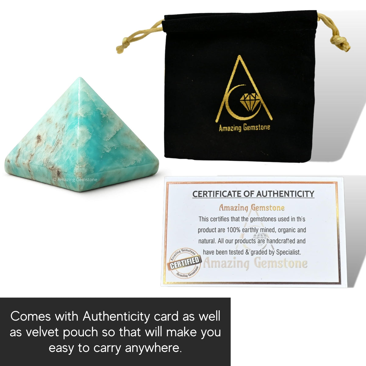 Amazing Gemstone Caribbean Calcite Pyramid Crystal Healing Stones - 1" Great Pyramid Figurine of Natural Stone Pyramid for Meditation, Reiki, Chakra Balancing and Crystal Pyramids Grid