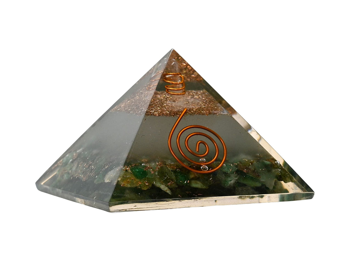 Large Orgone Pyramid | Glow in Dark Green Aventurine Pyramid Crystal | Orgonite Pyramid | Organ Pyramids Positive Energy Healing