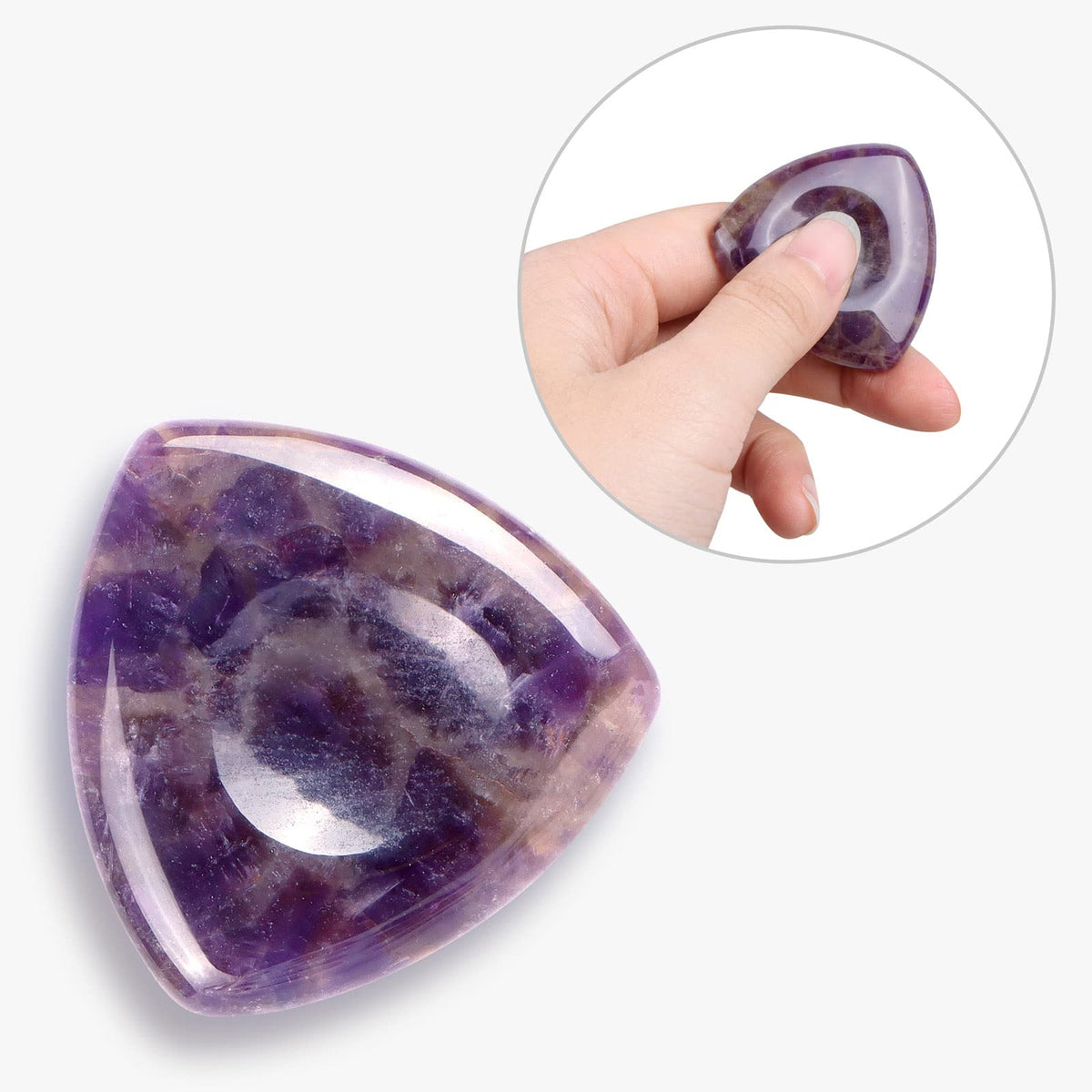 LEADGEM Amethyst Crystal Worry Stone Thumb Stones for Anxiety Relief Healing Amethyst Crystals Triangular Shaped Women Gifts 1.7"
