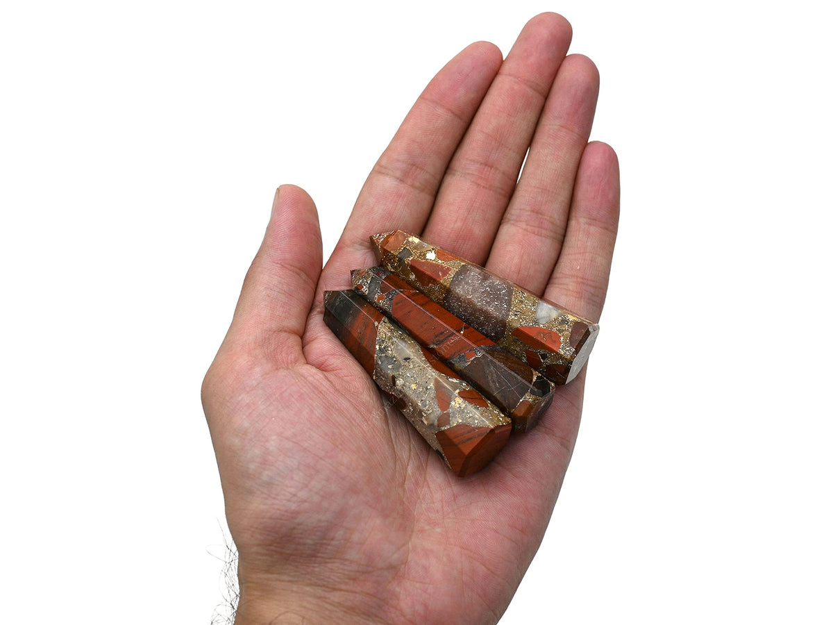 Amazing Gemstone Spotted Jasper Crystal Towers - Natural Healing Crystal Point Obelisk for Reiki Healing and Crystal Grid (3" to 4" INCH)