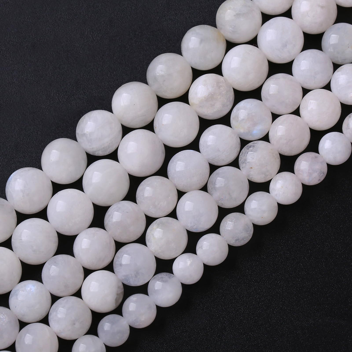 8MM 45PCS Natural Stone White Moonstone Gemstone Semi Precious Beads for Jewelry Making DIY Bracelet