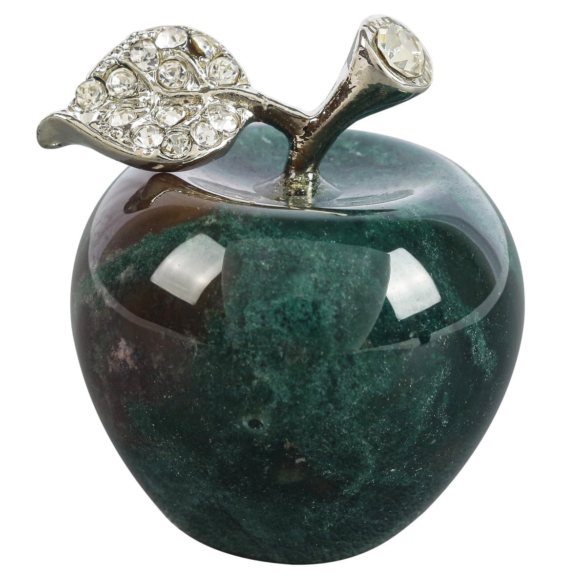 Casaper Ocean Jasper Apple Figurine Pocket Stone Fruit Sculpture Healing Crystal Statue Home Decoration 1.3" Tall