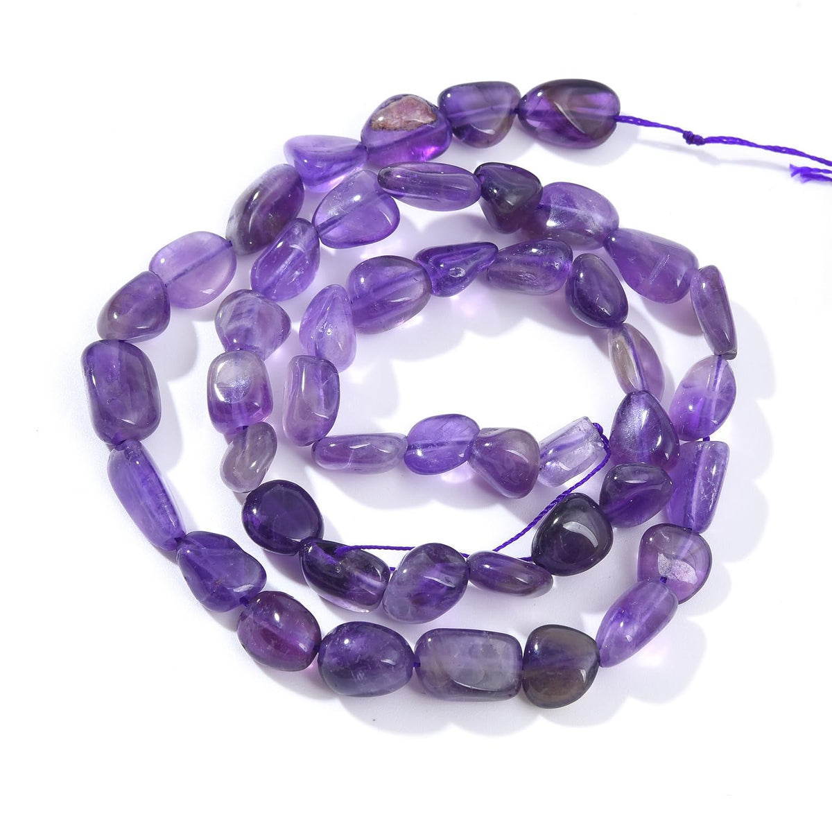 jodaying 6-8mm Natural Purple Amethyst Nuggets Oval Free Tumbled Pebble Semi Precious Gemstone Loose Stone Beads Approx 15.5 inch for DIY Jewelry Making