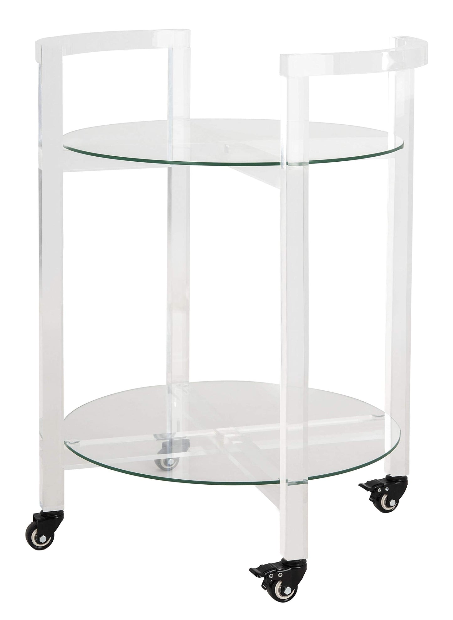 Safavieh Couture Home Jules Glam Clear Acrylic Glass Top 2-tier Bar Cart with Wheels
