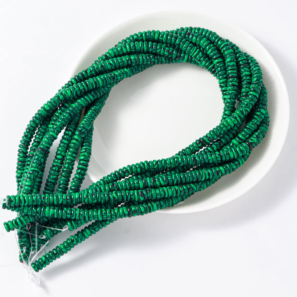 Natural Malachite Stone Disk Spacer Beads 6x2mm 38cm/str Flat Rondelle Loose Semi Gemstone Caps for Making Bracelets Necklace