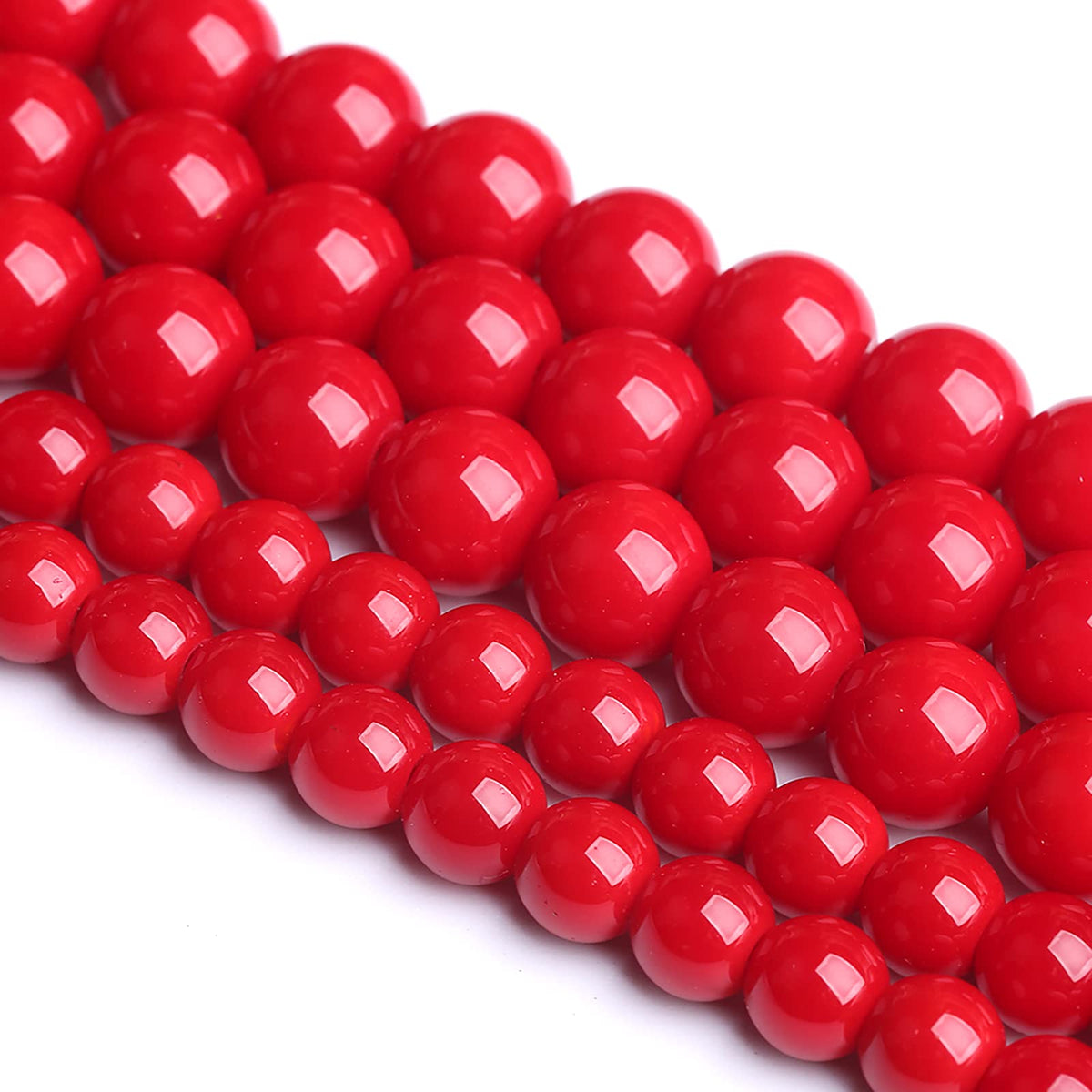 90PCS 8MM Red Glass Round Spacer Loose Beads for Jewelry Making DIY Bracelet Necklace