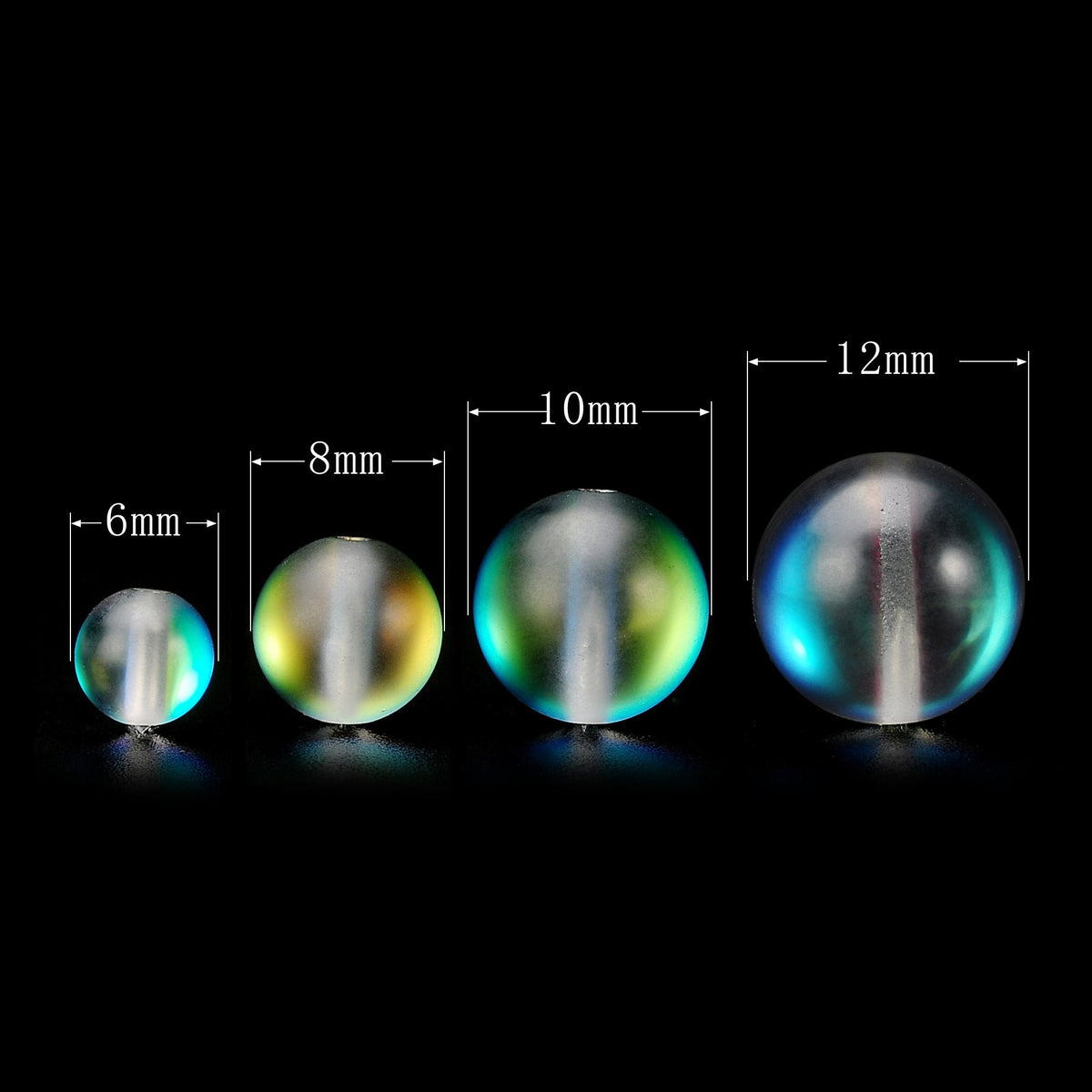 RUBYCA 10mm Round Moonstone Matte Crystal Glass Beads Aura for Jewelry Making Grey, 1 Strand