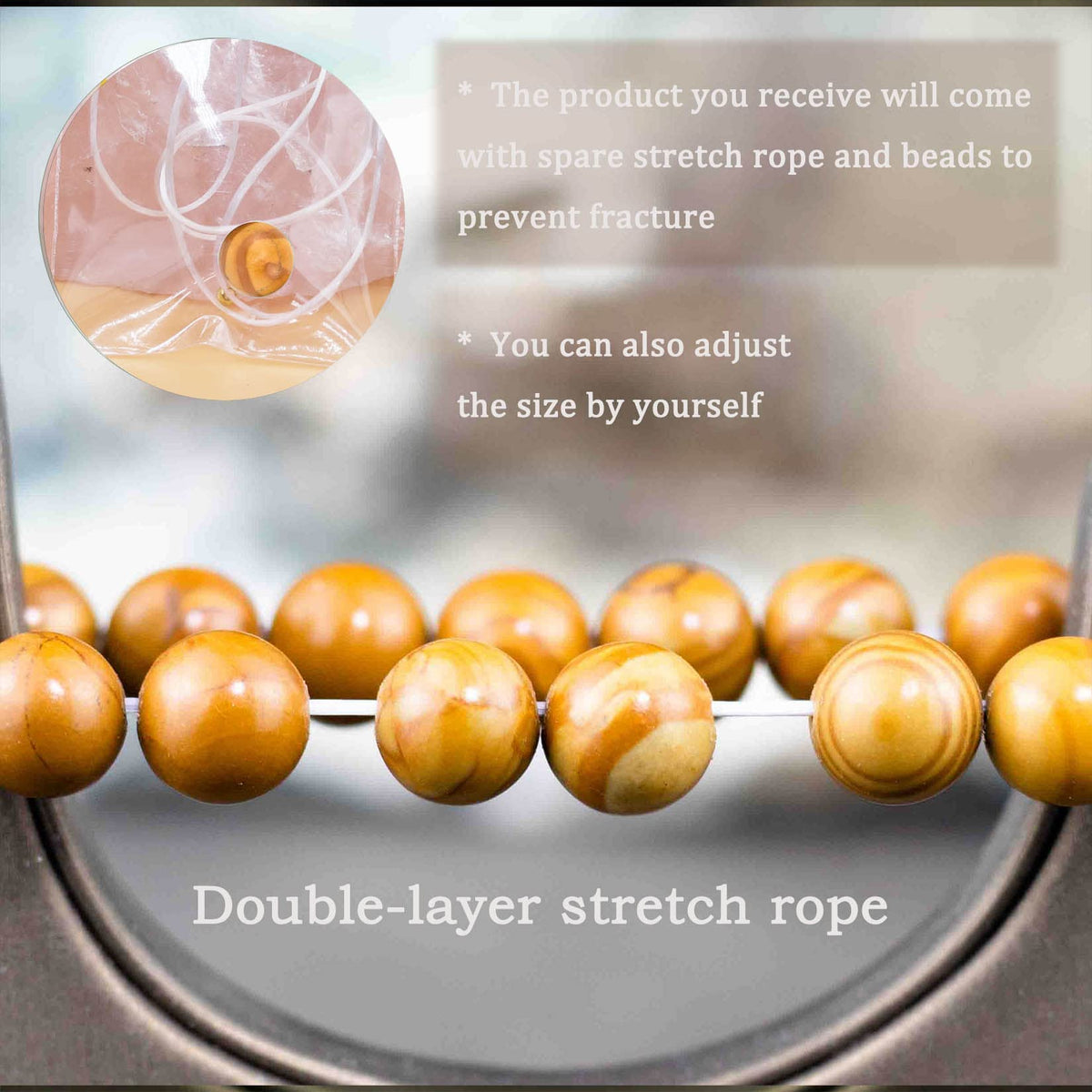 DAZCOLO 8mm Natural Gemstone Stretch Bracelet, Handmade Unisex Crystal Bracelets for Meditation, Yoga, Spiritual Healing & Positive Energy (Woodgrain Jasper)