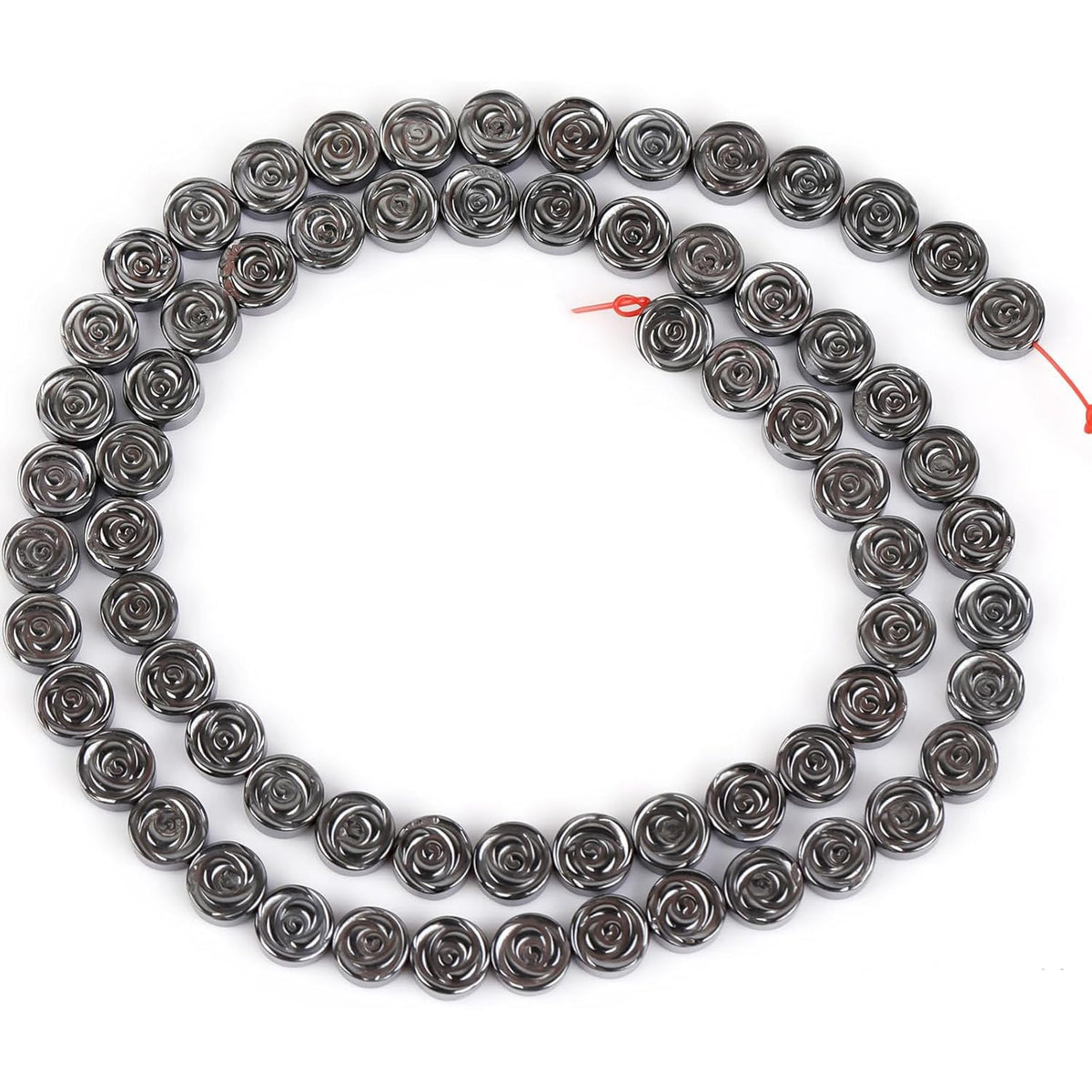 HAAMIIQII 40pcs 10mm Natural Black Hematite Loose Gemstone Beads Rose Flower Shape Spacer Stone Beads for Jewelry Making DIY Bracelets Necklaces Crafting