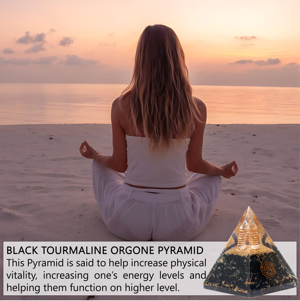 Black Tourmaline Orgone Pyramid for Protection & Security | Orgonite pyramids with Copper Coil and Crystal Quartz for Chakra Protection
