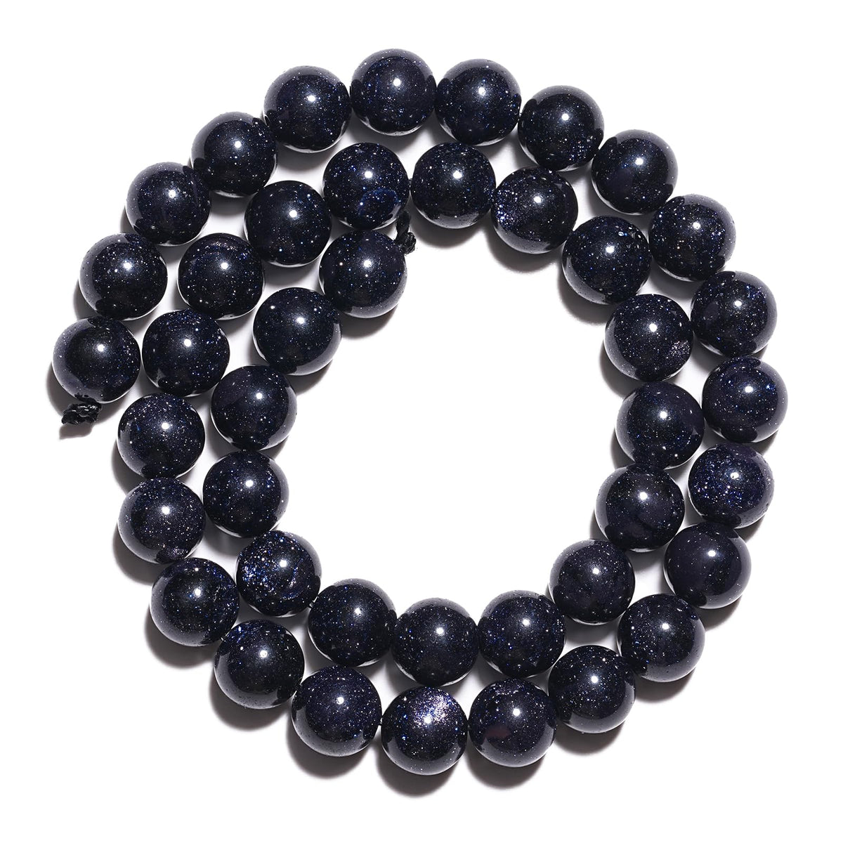 10mm Natural Blue Sandstone Gemstone Beads Polished Round Smooth Stone Beads for Bracelets Jewelry Making 15inch Loose Beads