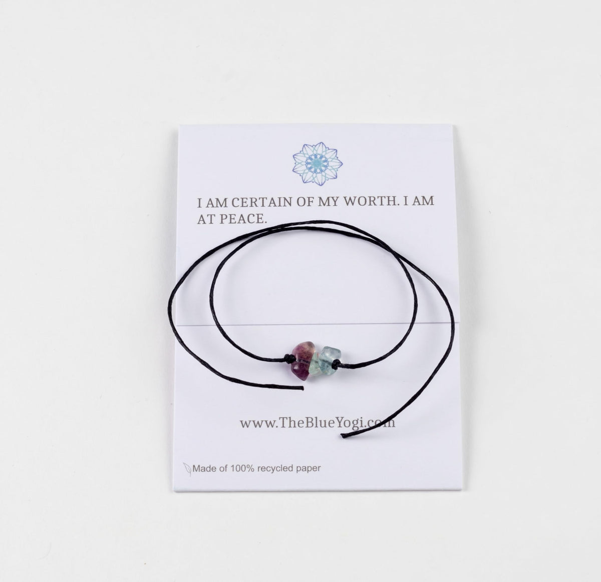 The Blue Yogi Healing band -2 in 1 protection Bracelet/Anklet with an affirmation- Tie Closure (Fluorite)