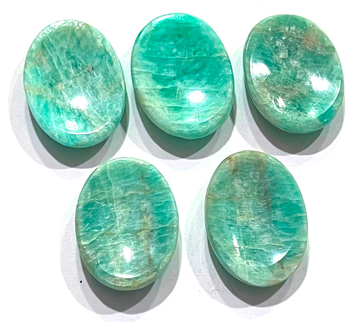 Wholesalegemshop Amazonite Thumb Worry Stones Metaphysical Gemstone Crystal Healing Reiki Men Women Gift FENG Shui Positive Energy Love Wellness Palm Stones Wicca Powerful