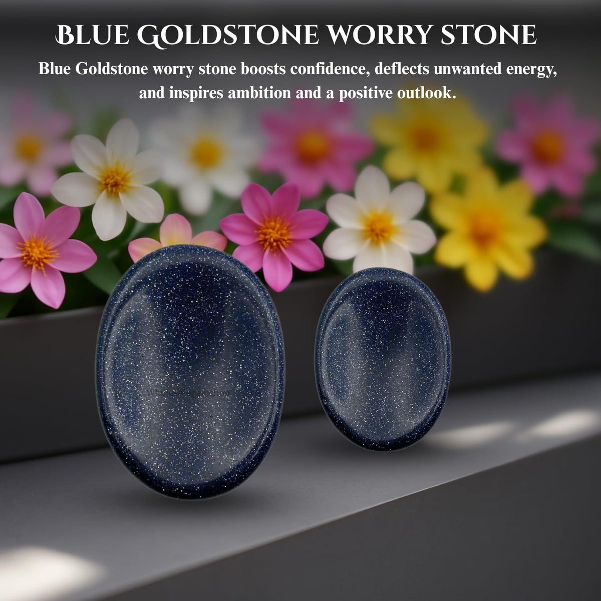 Blue Goldstone Thumb Worry Stones Metaphysical Gemstone Crystal Healing Reiki Men Women Gift FENG Shui Positive Energy Love Wellness Palm Stones Wicca Powerful