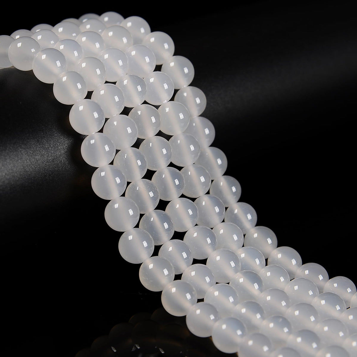 48Pcs 8mm White Agate Natural Faceted Round Loose Real Stone Beads Gemstone Genuine for DIY Hand Made Craft Jewelry Bracelet Earring Necklace String Making Energy Healing Power