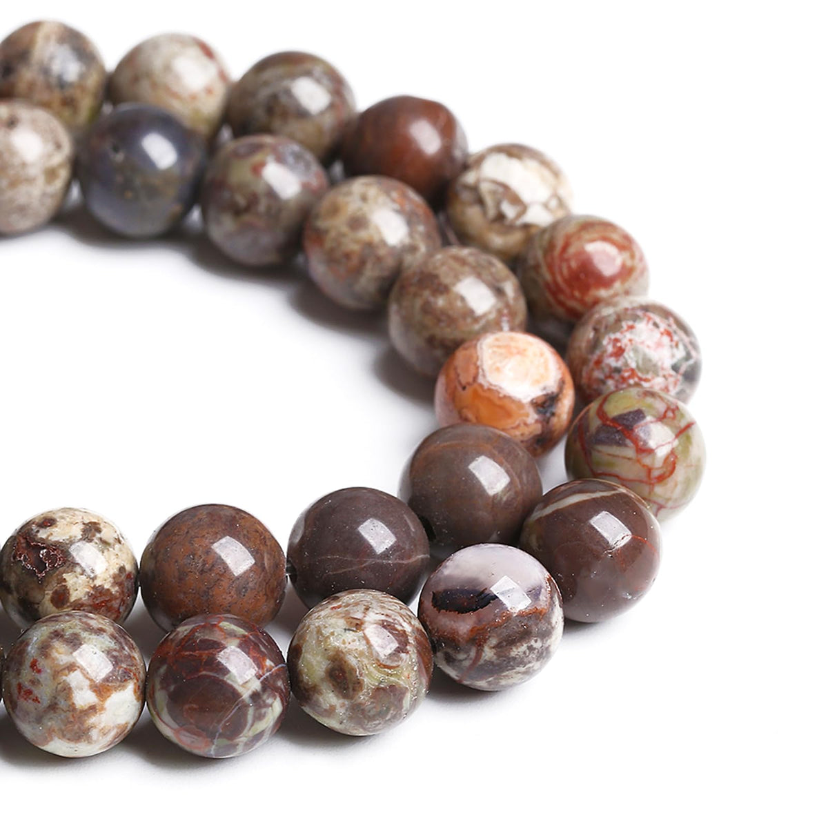 6MM 59PCS Natural Stone Flower Agate Spacer Loose Beads for Jewelry Making DIY Bracelet
