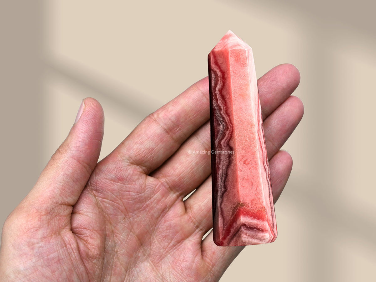 Amazing Gemstone Rhodochrosite Crystal Towers ~ Natural Healing Crystal Point Obelisk for Reiki Healing and Crystal Grid (3" to 4" INCH)