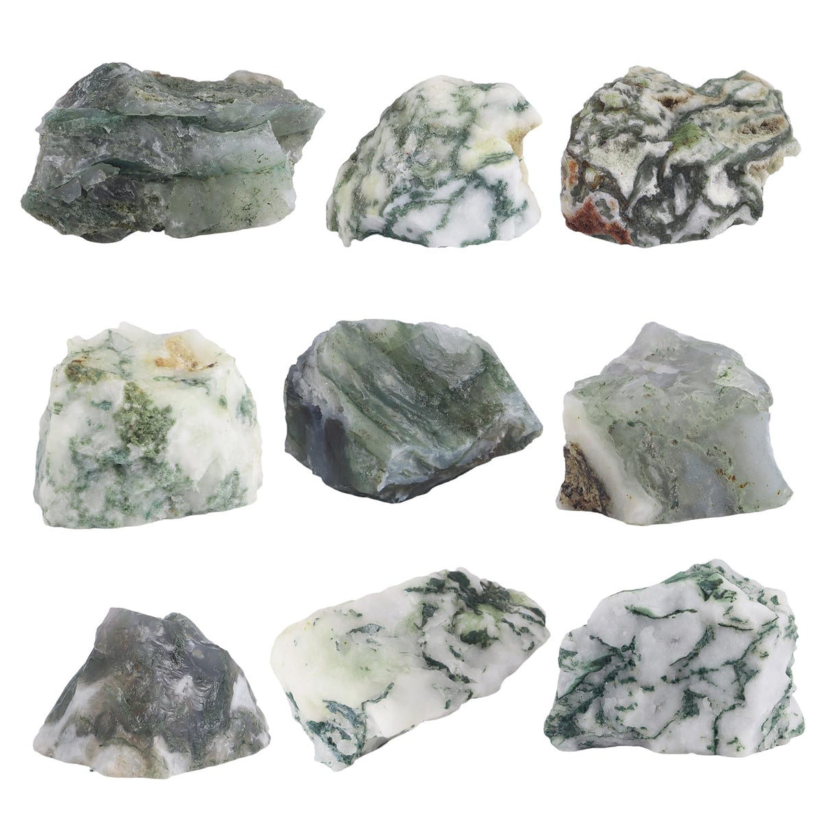 1Lb Moss Agate Rocks Raw Crystals and Healing Stones for Jewelry Making, Healing, Meditation, Sculpture, Lapidary, Polishing, Reiki Crytsal