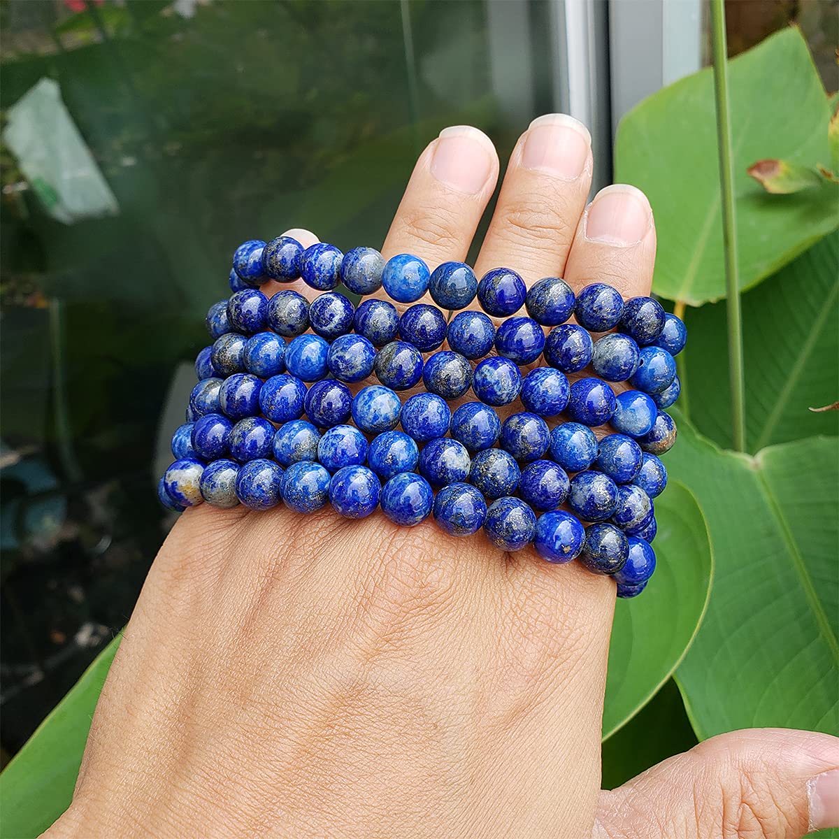 chengmu 8mm Natural Lapis Lazuli Stretch Bracelet for Women Men Handmade Round Beads Semi Precious Gemstone for Crystal Elastic Beaded Bracelet 7.5" Unisex