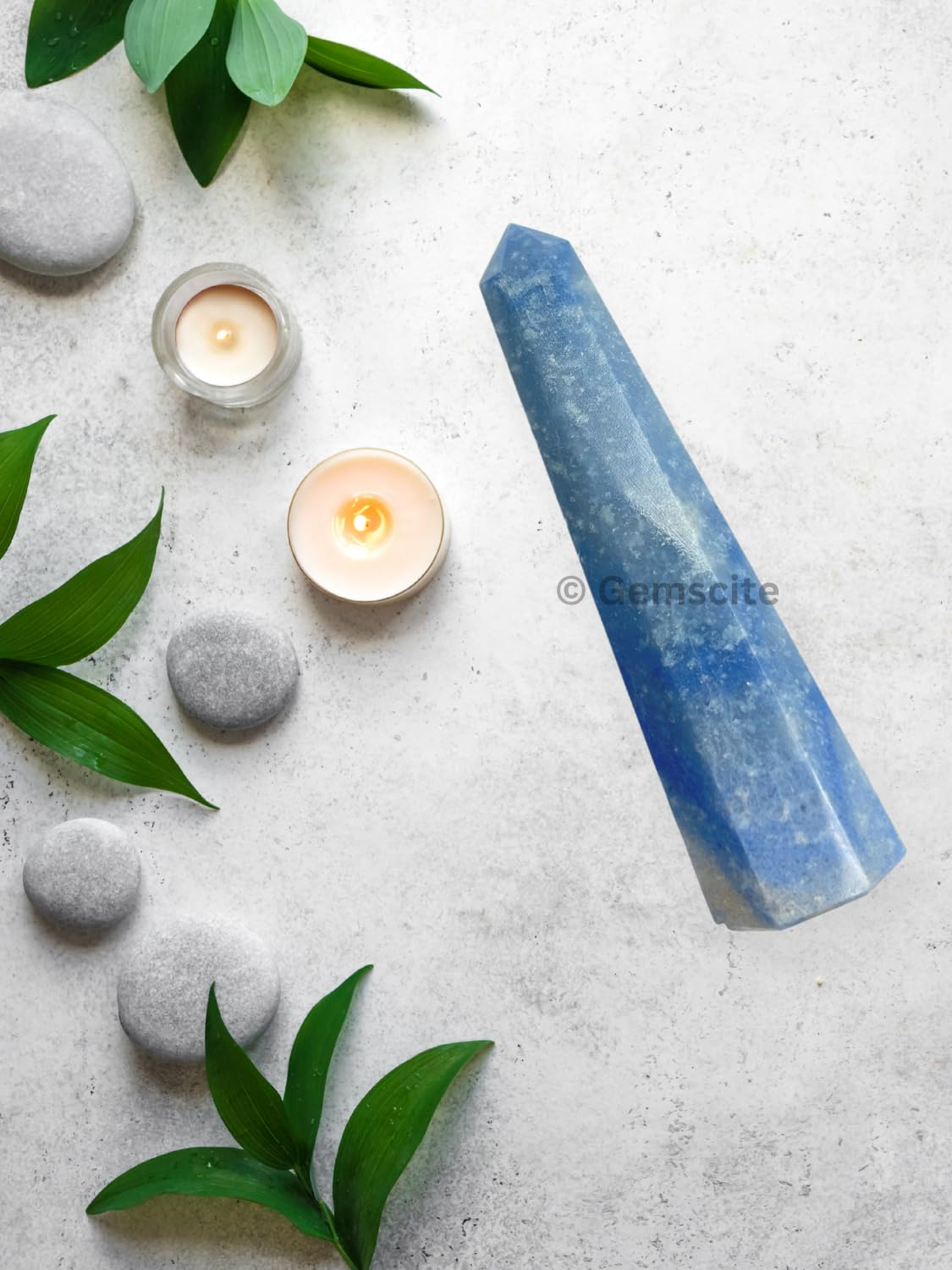 WholesaleGemShop 3 Inch (70 mm) Gemstones Dumortierite Obelisk Tower Jumbo Facet Aura Rock Crystal Natural Polished Earth Wand Spirit