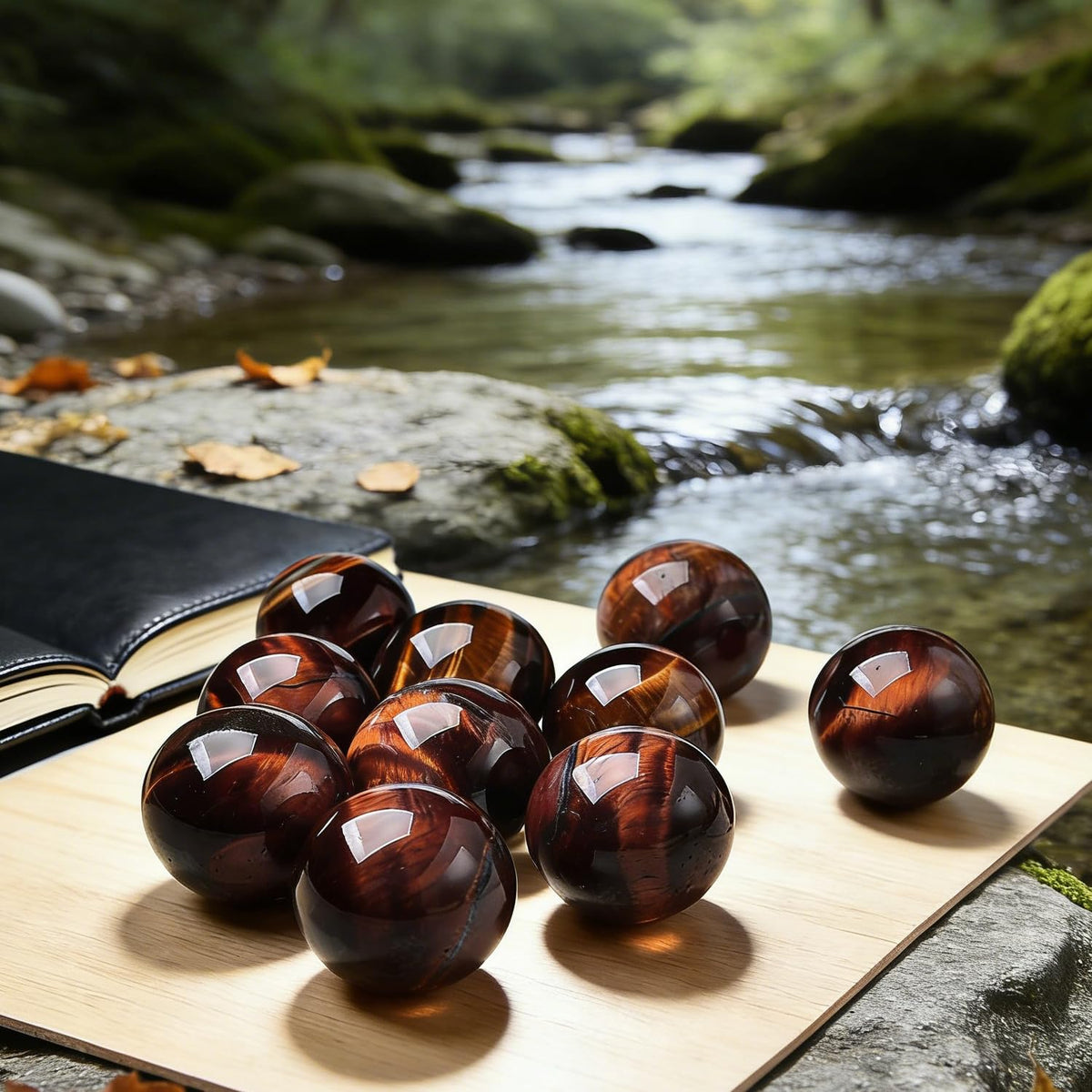 AierCrystal Natural Stone Crystal Sphere Feng Shui Home Decoration Ball Positive Energy Scrying Orb for Meditation Tool for Spiritual Space Purification Globe Diameter 5-6cm Red Tiger's Eye Sphere