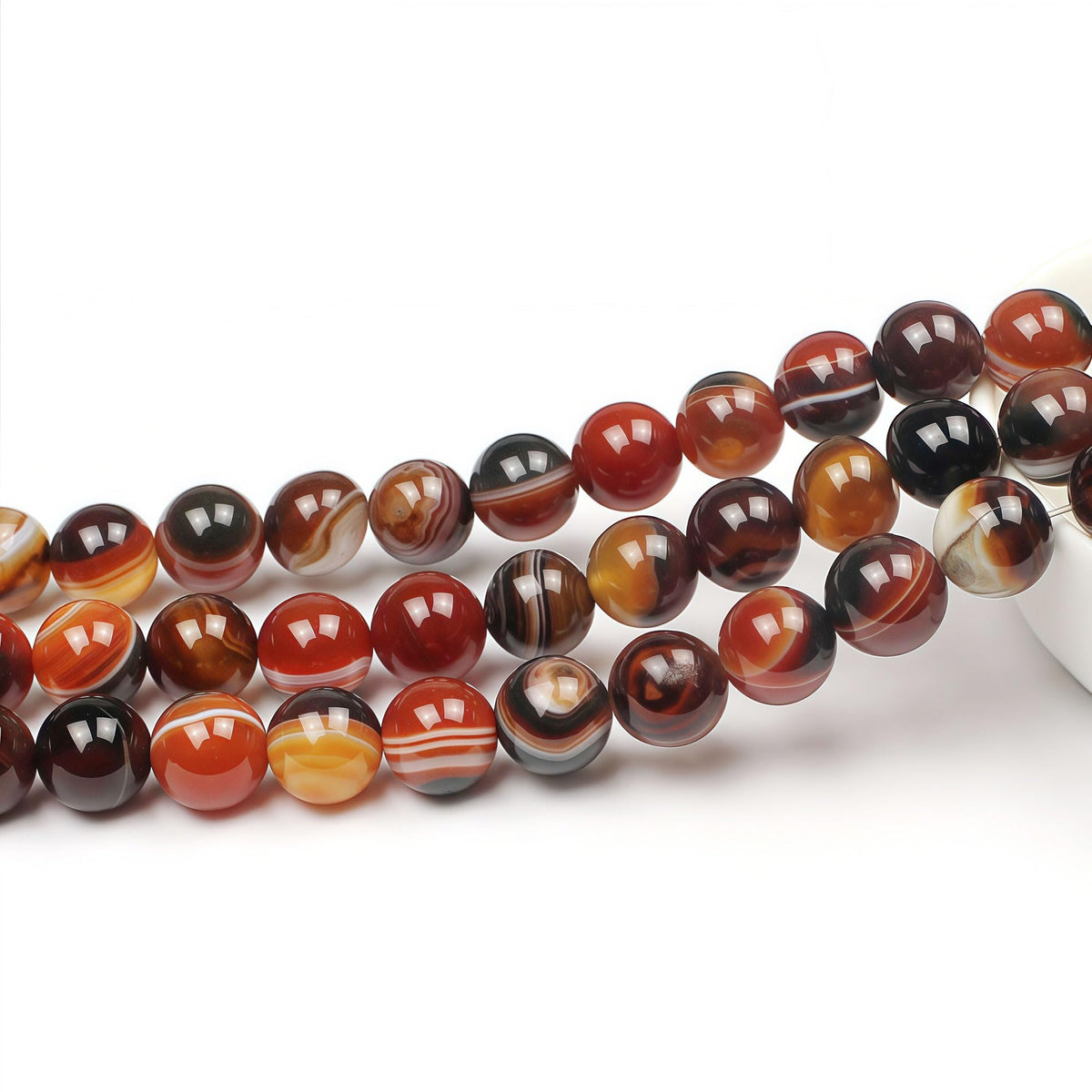 MJDCB Red Coffee Agate Beads Natural Agate Stone Round Loose Beads Ball Handmade Jewelry Bracelet Making DIY (12mm)
