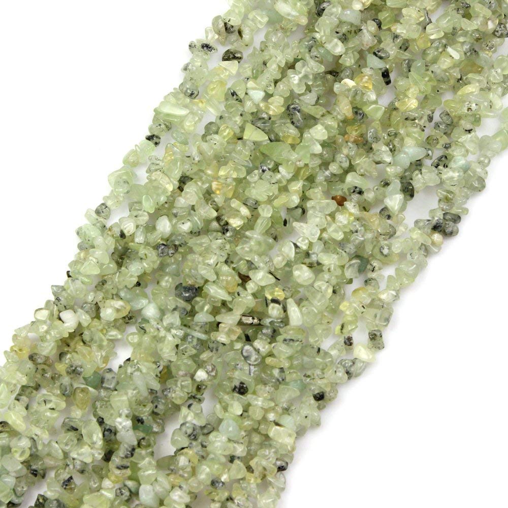 HAAMIIQII 5-8mm Natural Green Prehnite Chips Beads Irregular Chip Stones Loose Gemstone Beads Energy Healing Beads for Jewelry Making Strand 30 Inch