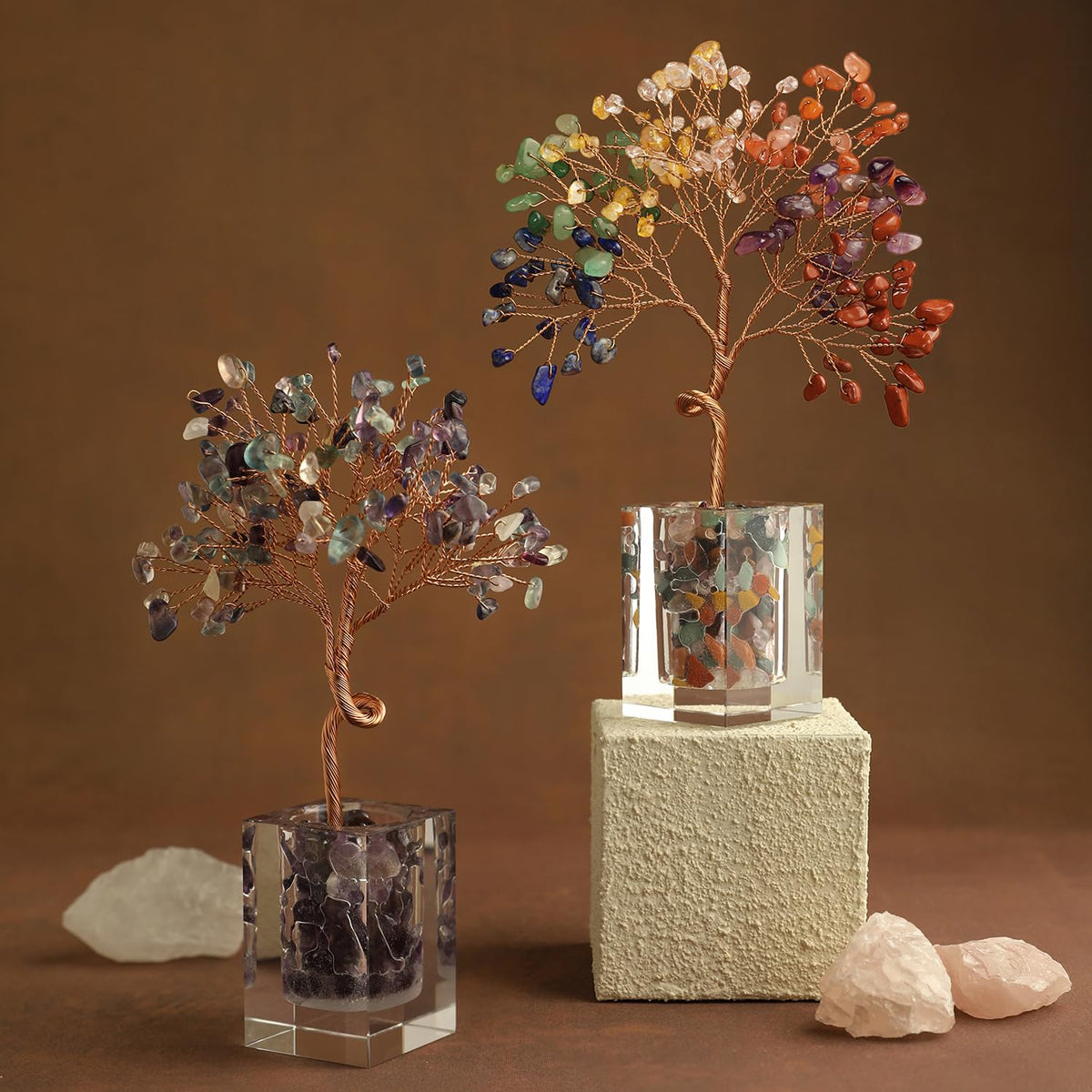 Crystal Tree of Life 7 Chakra Healing Crystal Trees Healing Stones for Office Desk Decor Home Living Room Decorations, Handmade Creative Good Luck Meditation Birthday Gifts for Women, Mom, Daughter