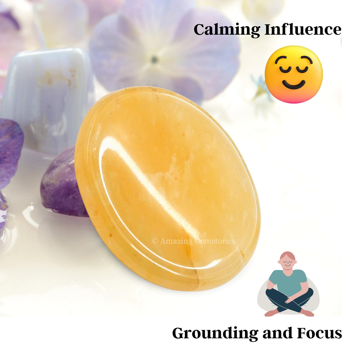Amazing Gemstone Yellow Aventurine Worry Stone Crystals and Healing Stones - Worry Stones for Stress Relief Gifts - Piedra Crystal Fidget for Meditation - Unique Stocking Stuffers and Birthday Gifts