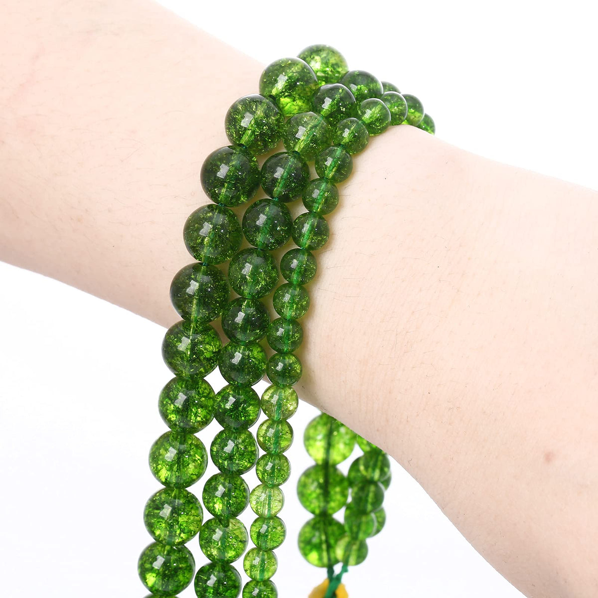 60PCS 6MM Beads Green Crystal Quartz Gem Energy Crystal Healing Jewelry Making Natural Stone Beads DIY(Green Crystal, 6MM)