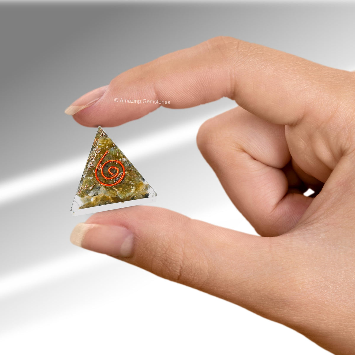Amazing Gemstone Labradorite Orgone Pyramid - 30mm Small Orgonite Pyramids with Crystals and Healing Stones - Authentic Organite Gifts
