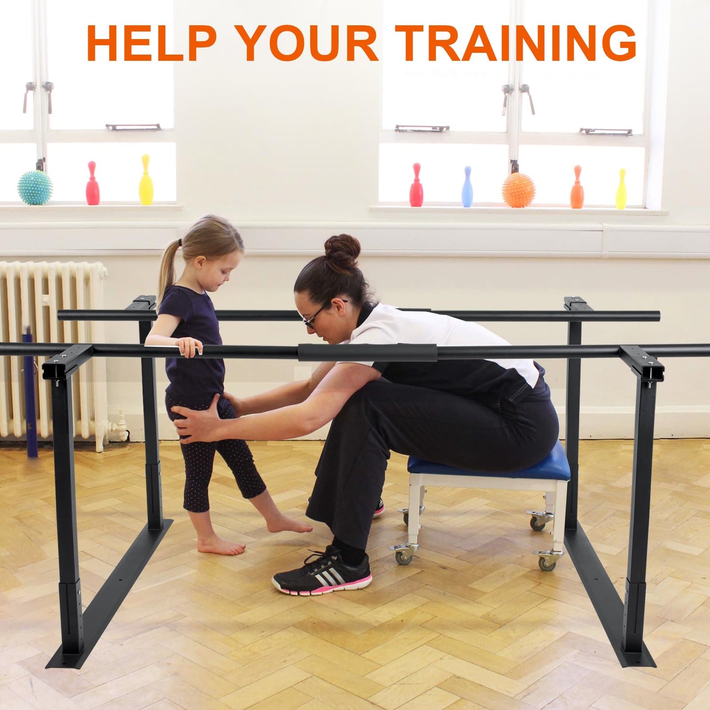 HomiShare Adjustable Physical Therapy Parallel Bars, 666Lbs Capacity Standing Assist Bar for Daily Mobility Support, Heavy-Duty Parallel Bar for Leg Training