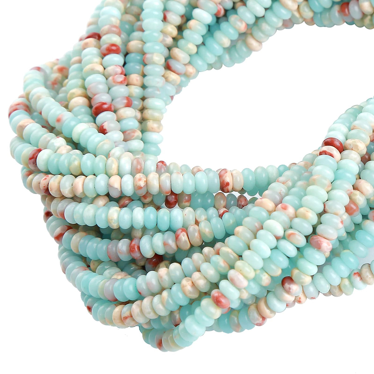 150PCS 2x4mm Blue Jasper Rondelle Beads Natural Abacus Disk Stone Beads Round Loose Spacer Gemstone Beads for DIY Bracelet Necklace Jewelry Making