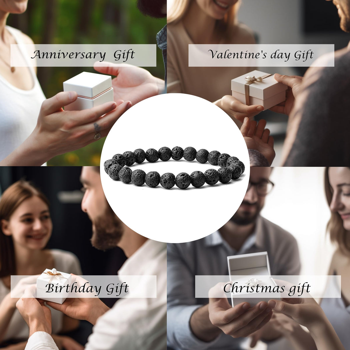 Cryhand Handmade 8mm Beaded Bracelets For Men Protection Bracelet For Women Chakra Feng Shui Stretchy Handmade Lucky Money Stretchy Crystal Bracelets Best Gifts (Lava 1PCS)