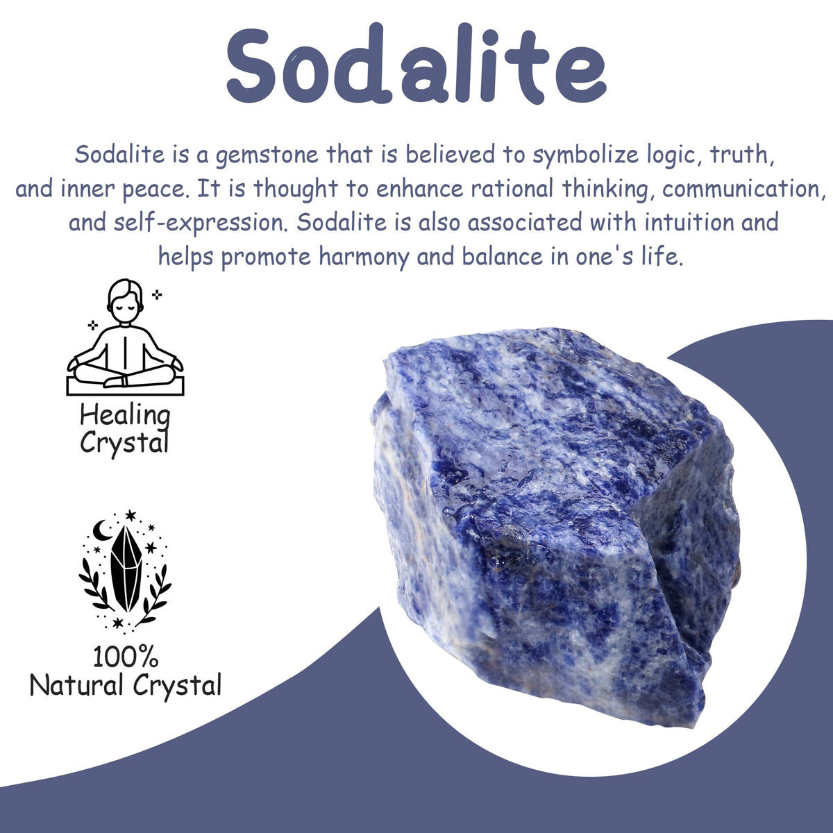 QINJIEJIE Sodalite 2PCS Raw Crystals 1.8-2.2'' Natural Crystals Healing Stones Bulk Large Stones for Tumbling Cabbing Fountain Rocks Polishing Handmade DIY Decor Gifts