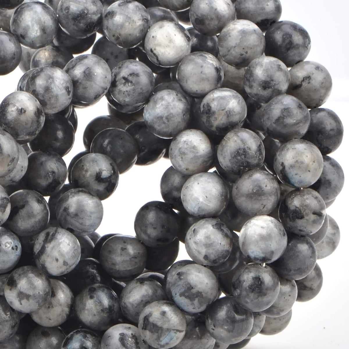 100Pcs Natural Crystal Beads Stone Gemstone Round Loose Energy Healing Beads with Free Crystal Stretch Cord for Jewelry Making (Larvikite Labradorite, 8MM)