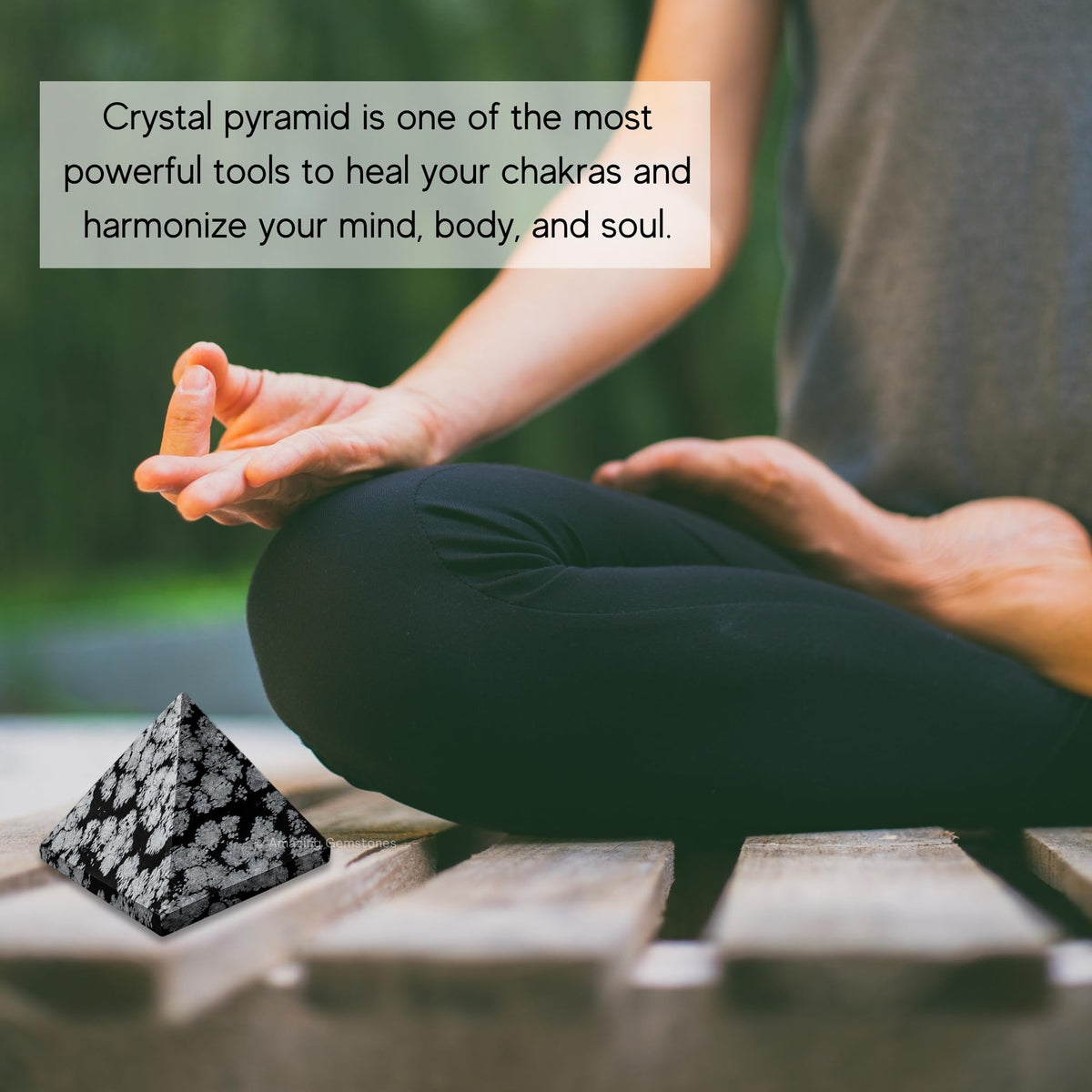 Amazing Gemstone Snowflake Obsidian Pyramid Crystal Healing Stones - 1.5" Great Pyramid Figurine of Natural Stone Pyramid for Meditation, Reiki, Chakra Balancing and Crystal Pyramids Grid