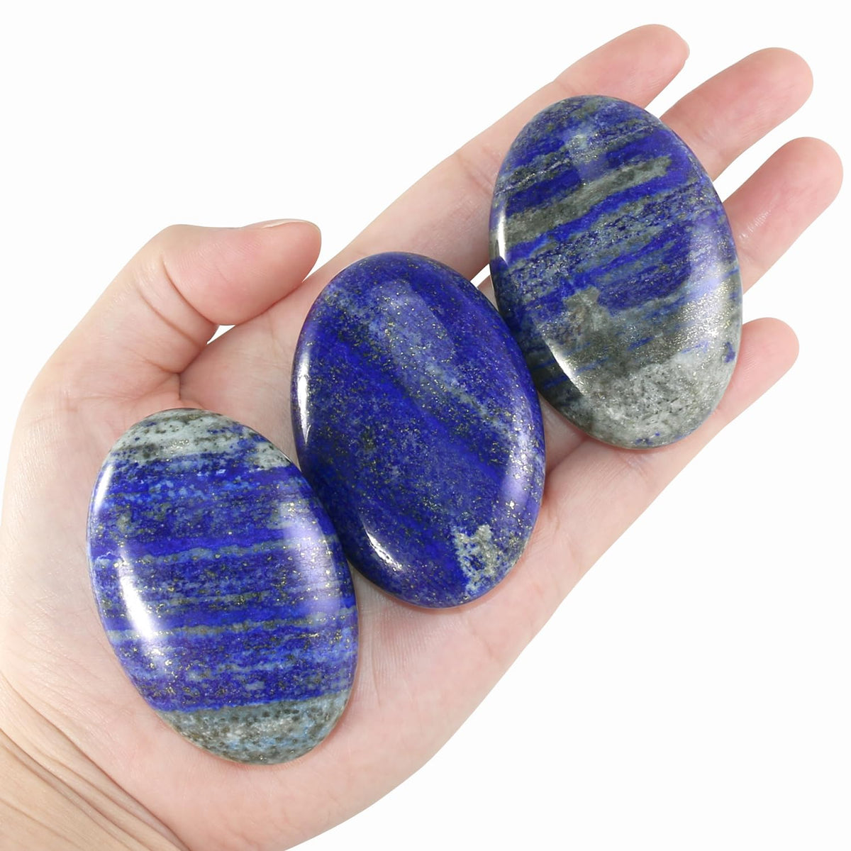 Nvzi Lapis Lazuli Crystal Palm Stone, Worry Stones, Crystals and Healing Stones, Polished Rocks, Natural Gemstones, Chakra Stones for Healing Crystals Daily Use