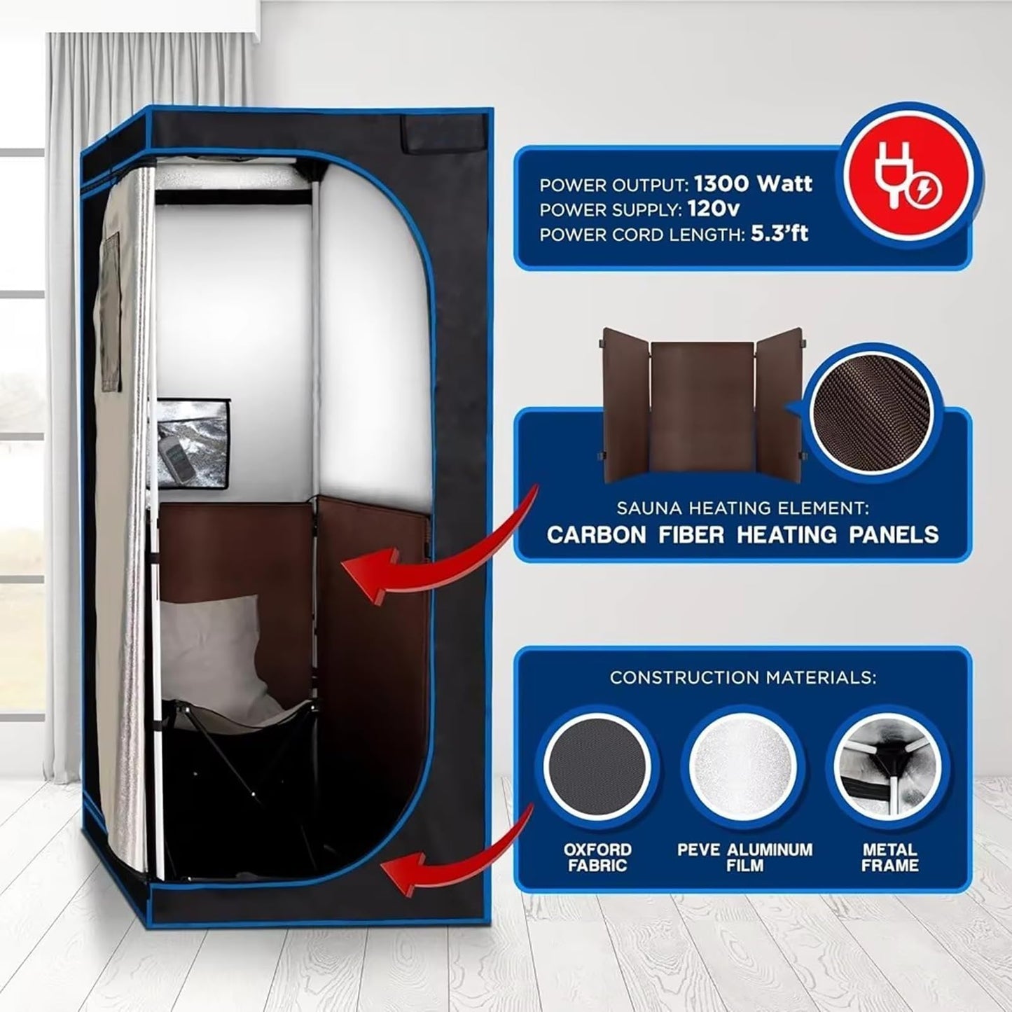 YXKJZHF Full Size Portable Steam Sauna Tent,One Person Indoor Sauna Box for Indoor Home Spa, with Remote Control, Foldable Chair