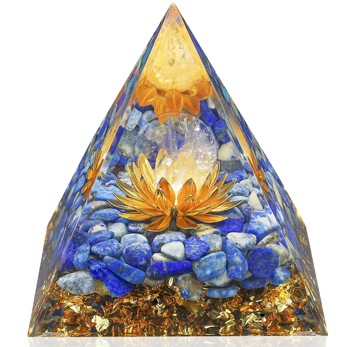YATOJUZI 2.4" Healing Crystals Tower Lapis Lazuli Chakra Reiki Orgonite Gemstones for Attracts Wealth Money Success Suit for Meditation Accessories Birthday Gifts for Women Men