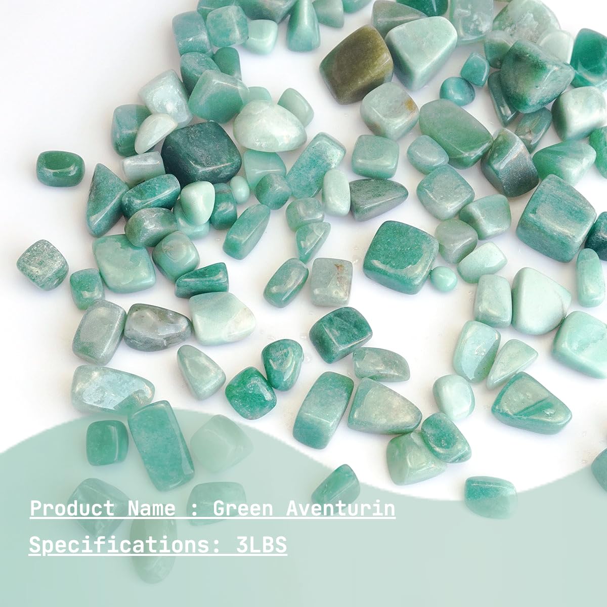 XMHOME 3 Pounds Green Aventurine Tumbled Stones - Polished Green Crystals for Vase Filler, Luck, and Decoration